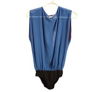 Fiorucci Camocia Blue Bodysuit Blouse Size 26/40